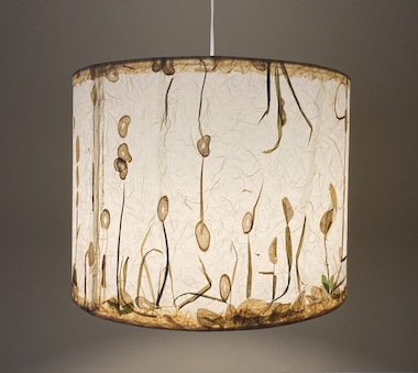 One lit drum pendant with bamboo and hyacinth