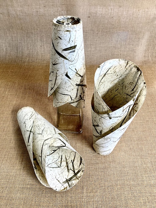 three lily bamboo pendant shades unlit